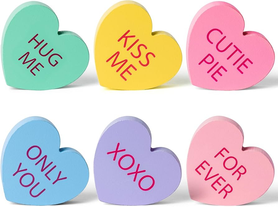 WATINC 6Pcs Valentine Heart Table Decor Tiered Tray Signs, Happy Valentine's Day Double-sided Con... | Amazon (US)