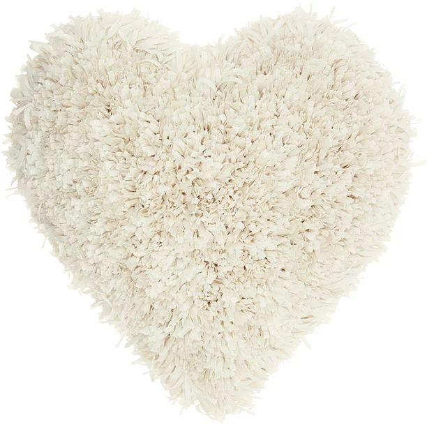 Nourison Frame Heart Shag Decorative Throw Pillow, 18" x 18", Cream | Walmart (US)