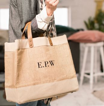 Personalised Black And Leather Jute Shopper | Not On The High Street