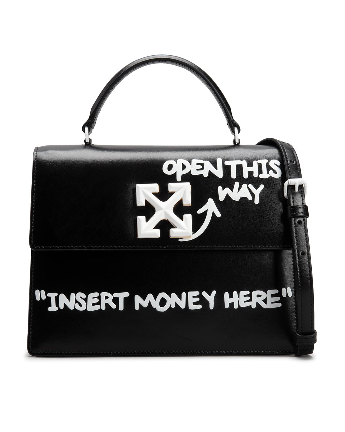 Jitney 2.8 Arrow Flap Leather Top-Handle Bag | Neiman Marcus