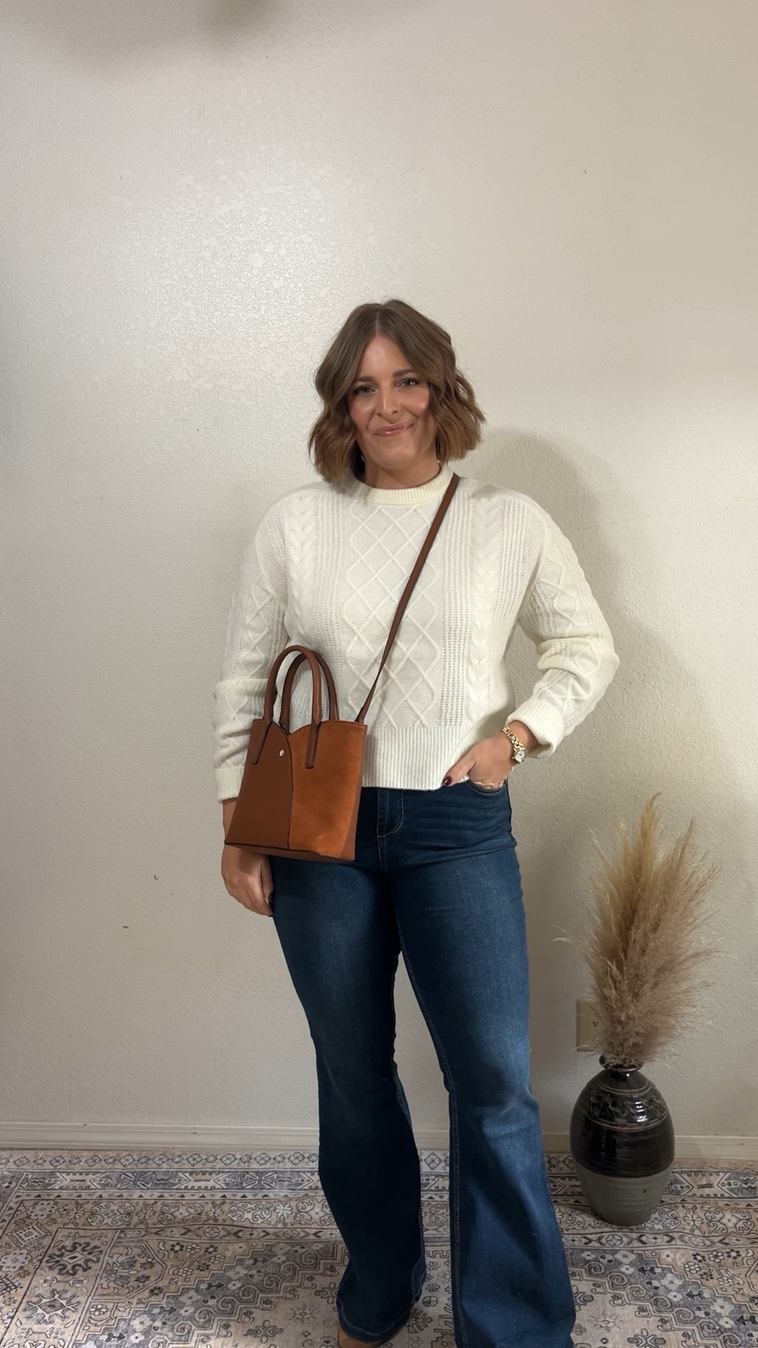 Must have cable knit sweater for the holidays! Super soft material. 

Wearing M (runs big) I sized down one 

#LTKSeasonal #LTKMidsize #LTKHoliday