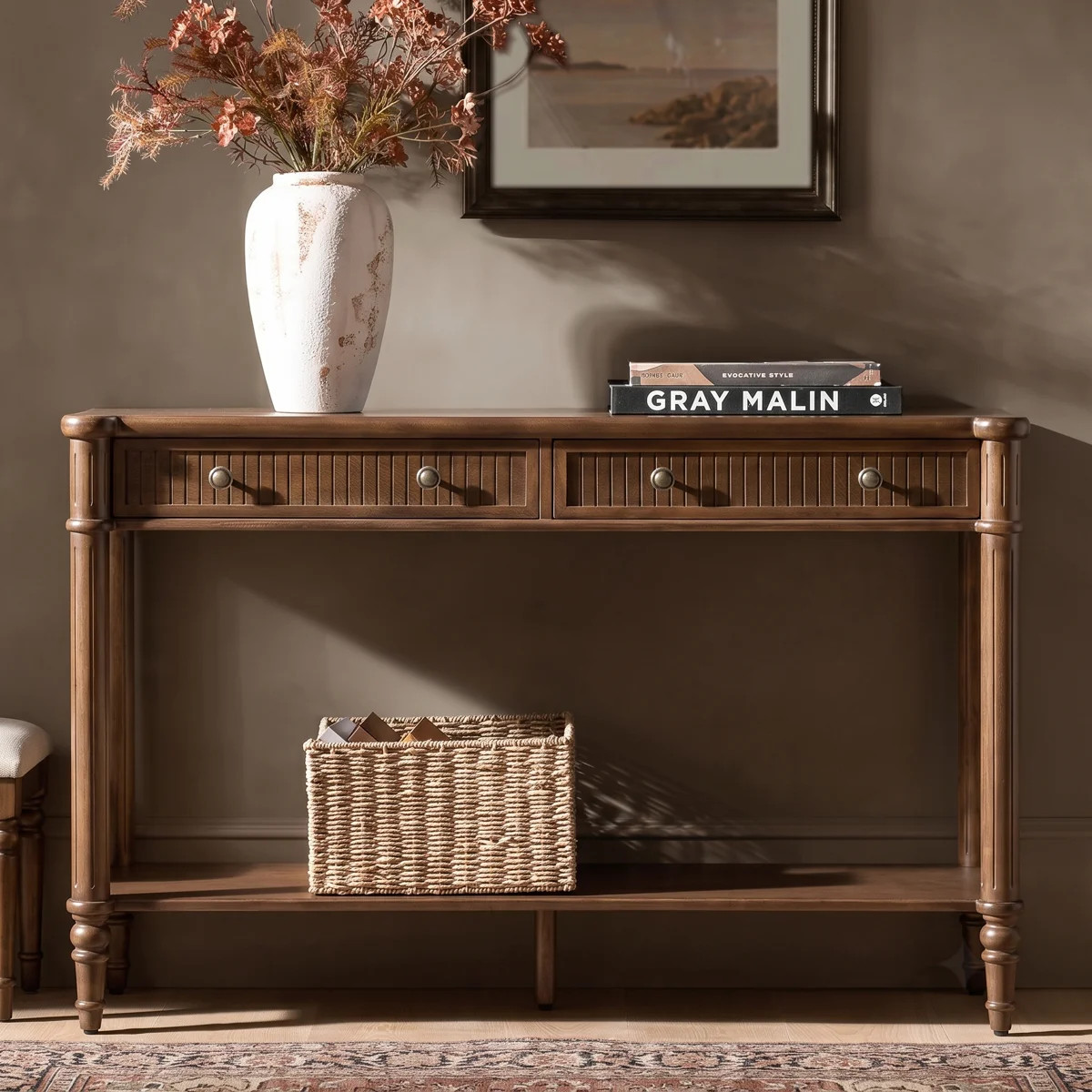Hoai Derk 47" Transitional Fluted Console Table with 2 Storage Drawer and Simple Assembly | Wayfair North America
