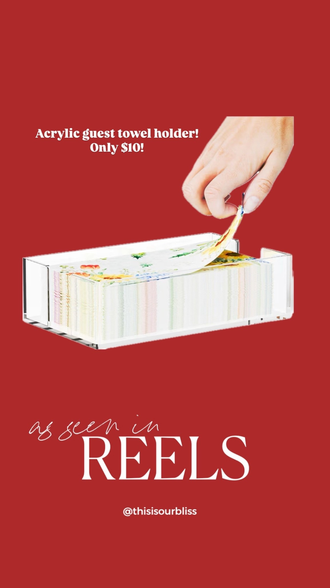 Holiday hostess idea!!

Cutest wreath & bow napkins!! ❤️

Part 3️⃣ // Anything But Wine Hostess Gift Series 🍾✨ (but make it practical + pretty!)
Because we’re showing up with something a little more intentional this season — festive, functional, and adorable wrapped up with a bow. 🎀

Here’s what I tucked inside this simple but elevated bundle:
	•	Acrylic napkin holder
	•	Holiday paper guest towels
	•	Mrs. Meyer’s Holiday hand soap
	•	Velvet ribbon, gift tag + tiny embellishments for that ✨extra✨ touch

Under $25 & a chic little countertop moment they’ll actually use — all season long!! 

Be sure to save & follow for more so you have an idea ready to go when those holiday invites start rolling in! 🎄💃🏻💫

#holidayparty #holidaygift #hostessgiftunder25
#hostessgifts #holidaygifting #anythingbutwine #giftchic #tistheseason #holidayhostess #thisisourbliss

#LTKHoliday #LTKHome #LTKFindsUnder50