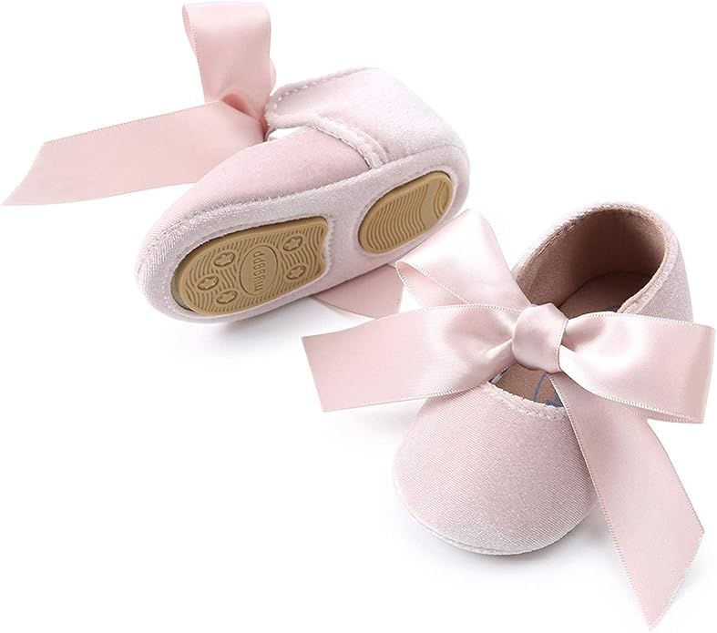 Amazon.com | KIDSUN Infant Baby Girls Mary Jane Shoes Soft Sole Ballet Slippers Bow Princess Newb... | Amazon (US)