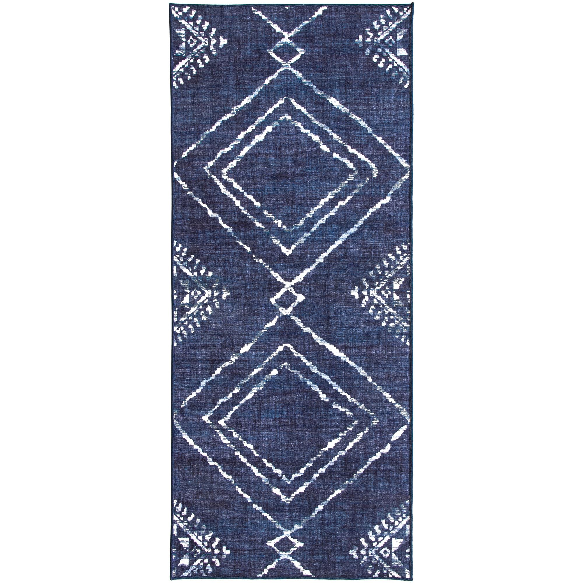 ReaLife Rugs Machine Washable Printed Moroccan Diamond Blue Eco-friendly Recycled Fiber Area Runn... | Walmart (US)