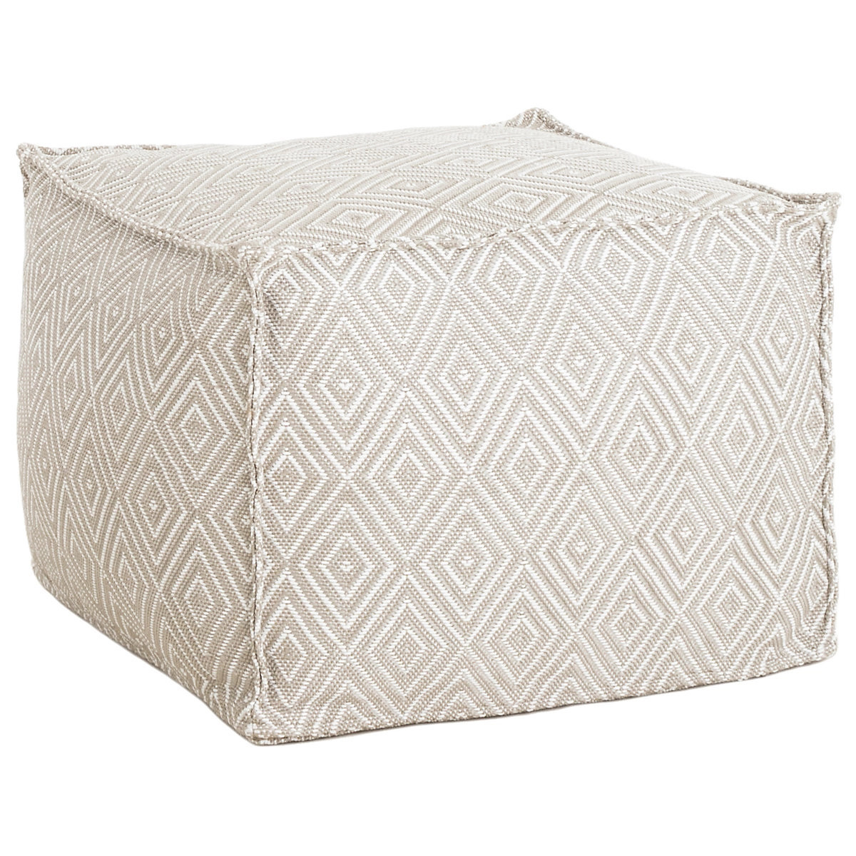 Diamond Platinum/White Indoor/Outdoor Pouf | Annie Selke