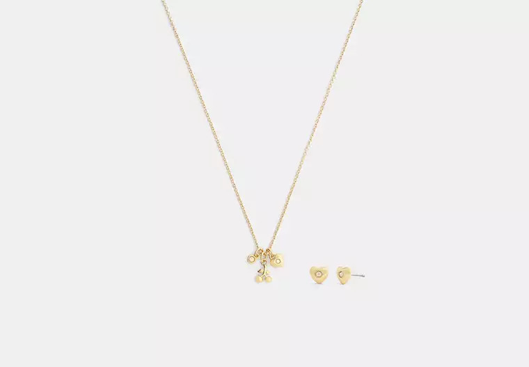 Cherry And Heart Earrings And Necklace Set | Coach Outlet CA
