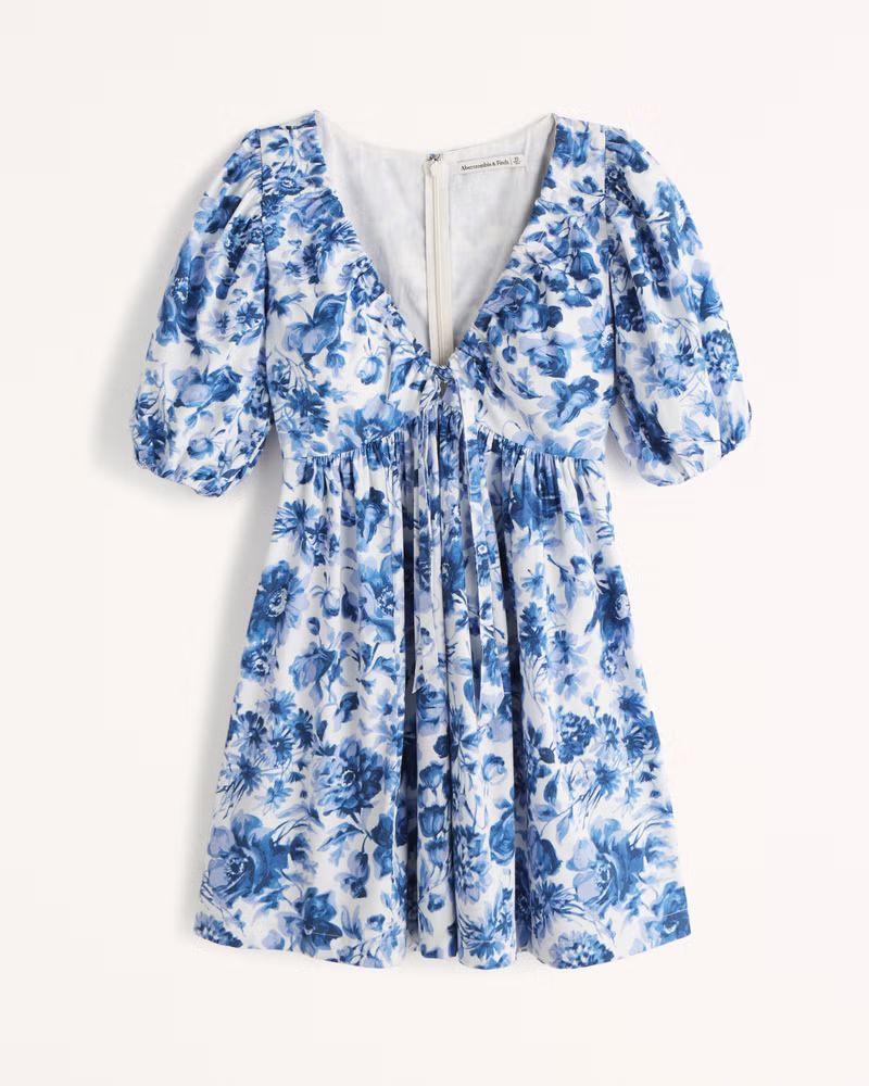 Puff Sleeve Poplin Mini Dress | Abercrombie & Fitch (US)