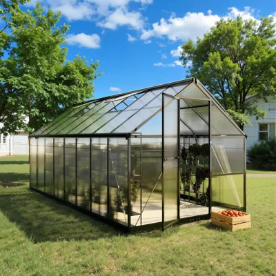 x16 FT Greenhouse, Polycarbonate Green House with Quick Setup Structure and Roof Vent, Aluminum Large Walk-in Greenhouse for Outside Garden Backyard | Wayfair North America