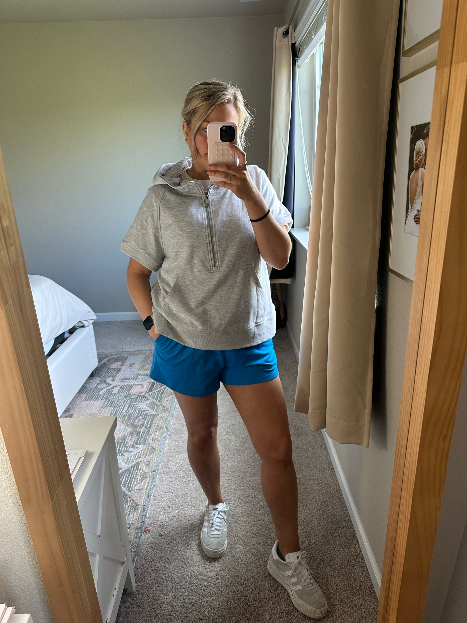 day 10 of summer mom outfits

Size up in graphic tee & sweatshirt (wearing mediums in both & wish I sized up to a large in the tee)

Shorts run tts but I sized up to a medium to make them a little more comfy

Gazelle bolds run big, size down 1/2 size at least 

#LTKSeasonal #LTKFindsUnder50 #LTKStyleTip