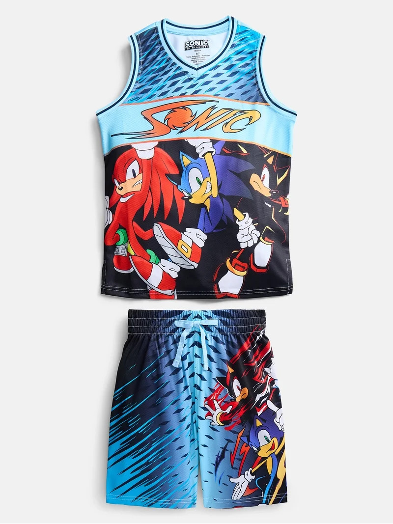 Sonic the Hedgehog Boys Basketball Jersey and Matching Shorts Set, 2-Piece, Sizes 4-12 | Walmart (US)