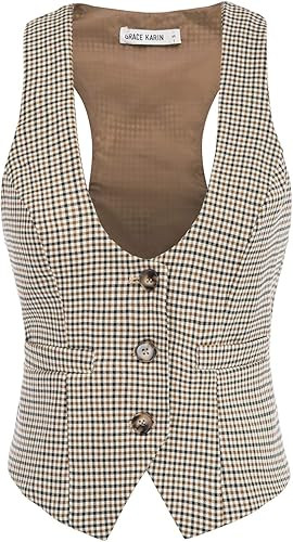 GRACE KARIN Womens Waistcoat Vest Vintage Steampunk Dress Racerback Jacquard Jacket | Amazon (US)