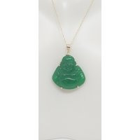 Green Jade Buddha Pendant 14K Yellow Gold Rope Chain Necklace | Etsy (US)