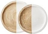 Mud Pie Paulownia Round Tray Set, small 14" dia | large 16" dia, White | Amazon (US)