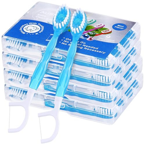 36 Pack Mini Disposable Toothbrushes – 5-in-1 Prepasted Travel Toothbrush with Toothpaste Floss & Pick for Hotel Camping Flight Car Guest Use – 9ct per Portable Case Essentials for Women Men Kids | Amazon (US)