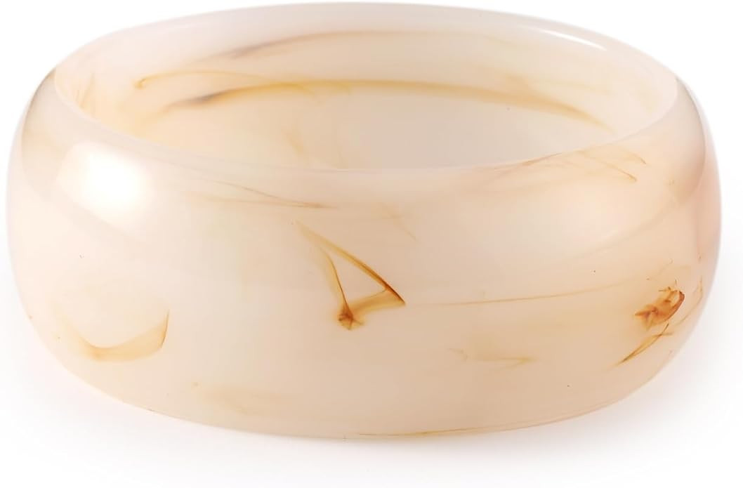 Viva Joya Round Resin Acrylic Bangle Bracelet for Women, Statement Chunky Wide or Slim Plastic Ge... | Amazon (US)
