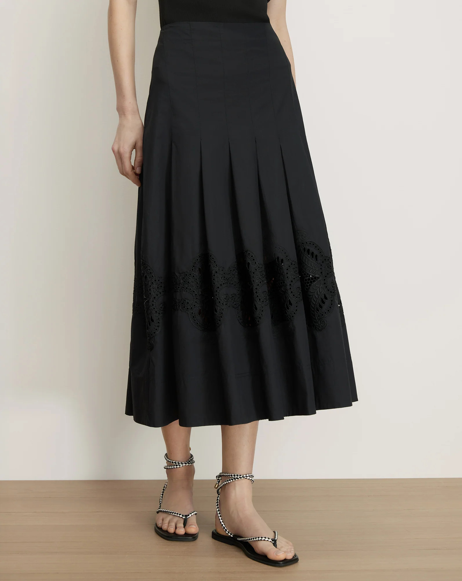 Fynnley Embroidered Midi Skirt in Black | Veronica Beard | Veronica Beard