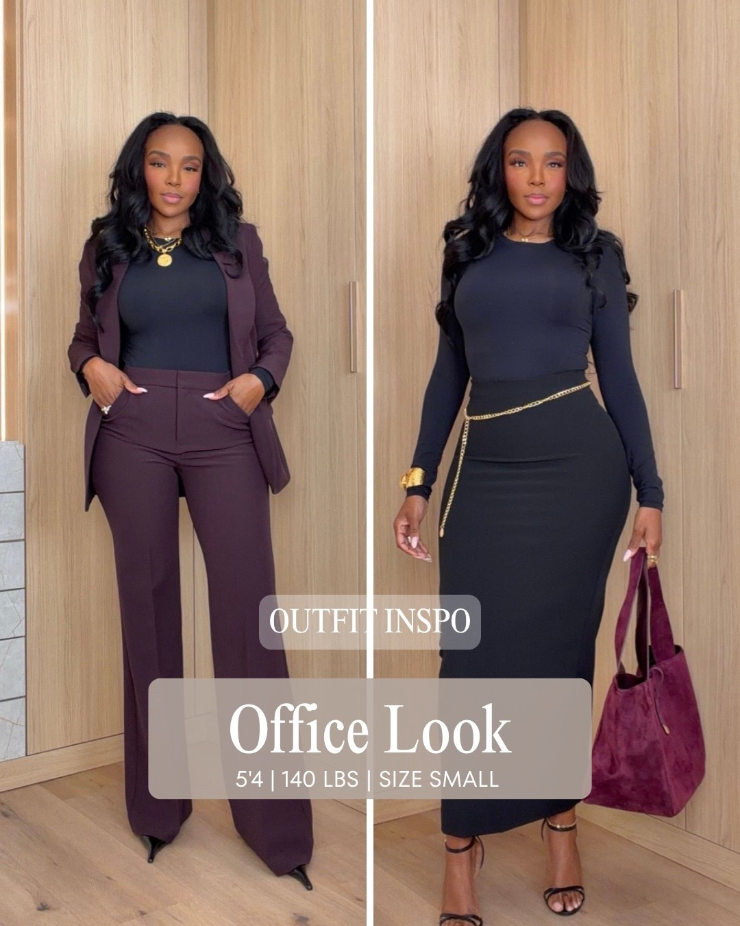 TWO WAYS TO WIN AT WORK 🤎

Same polished energy, two completely different office looks. Go power suit with rich burgundy tailoring or keep it sleek with a fitted black midi dress. Both can take you from meetings straight to dinner.

fall workwear, office outfit ideas, business casual women, burgundy suit outfit, black midi dress outfit

Wearing: Size Small/4 | 5’4” | 140 lbs | 34D-27-40

📲 Download the FREE LTK app & follow me (@kirasfashionfinds) to shop all my daily finds.

#LTKPetite #LTKWorkwear