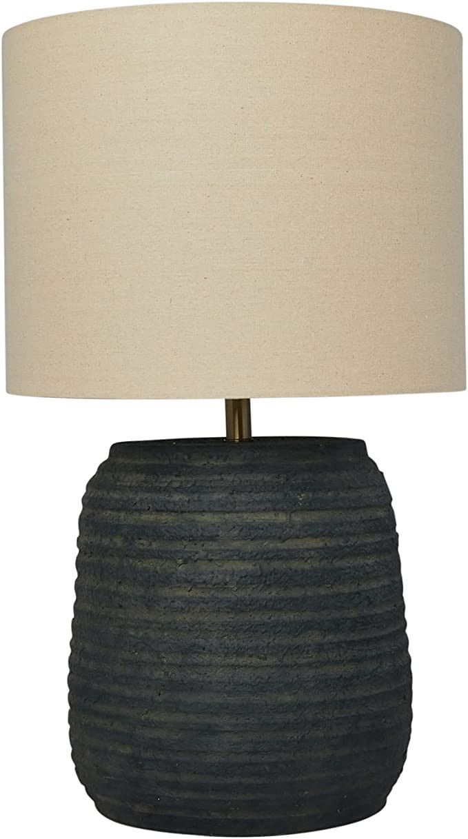 Creative Co-Op Textured Terra-Cotta White Fabric Shade Table Lamp, 20" L x 20" W x 26" H, Black | Amazon (US)