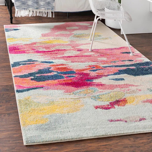 Roshan Machine Woven / Power Loomed Performance Pink Rug | Wayfair North America