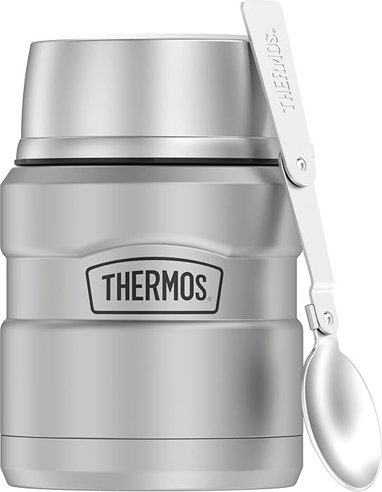 THERMOS Stainless King Vacuum-Insulated Food Jar with Spoon, 16 Ounce, Matte Stainless Steel | Amazon (US)