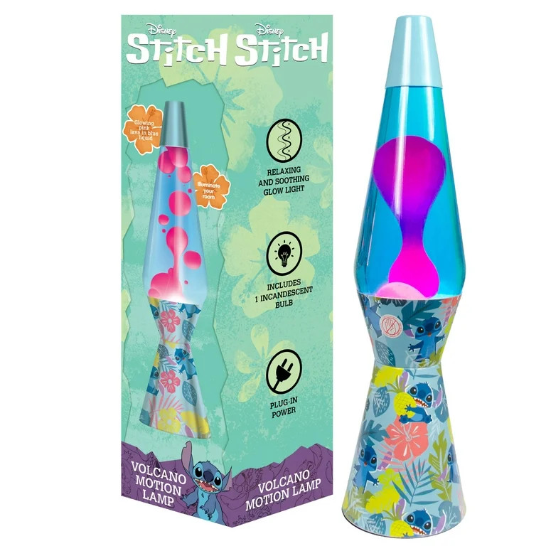 Stitch 16" Lava Motion Volcano Lamp, Pink Wax in Purple Liquid | Walmart (US)