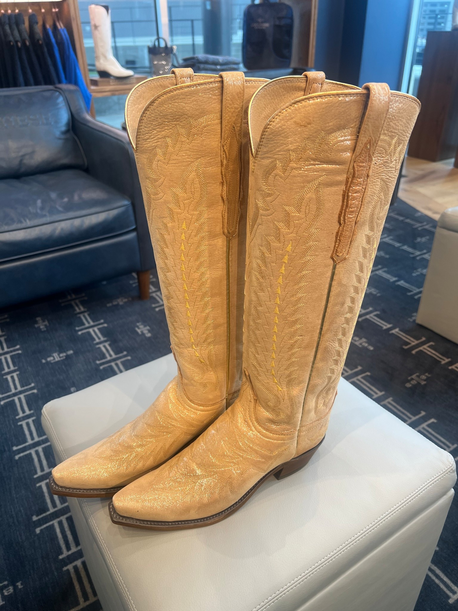 New champagne shimmer Priscilla boots 