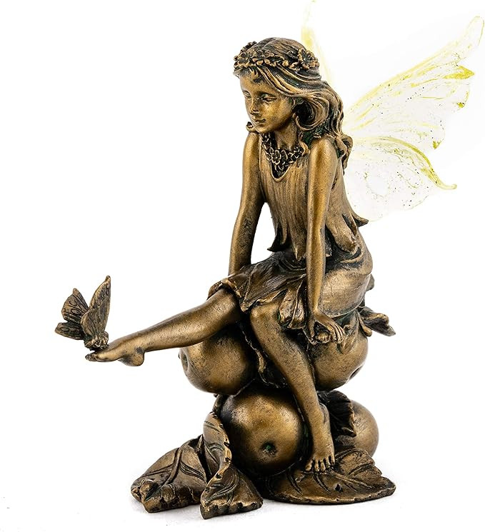 Top Collection Fairy with Butterfly on Foot Statue - Hand Painted Mythical Sculpture with Bronze ... | Amazon (US)