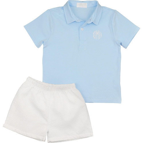 Blue And White Seersucker Short Set  - Shipping Late February | Cecil and Lou