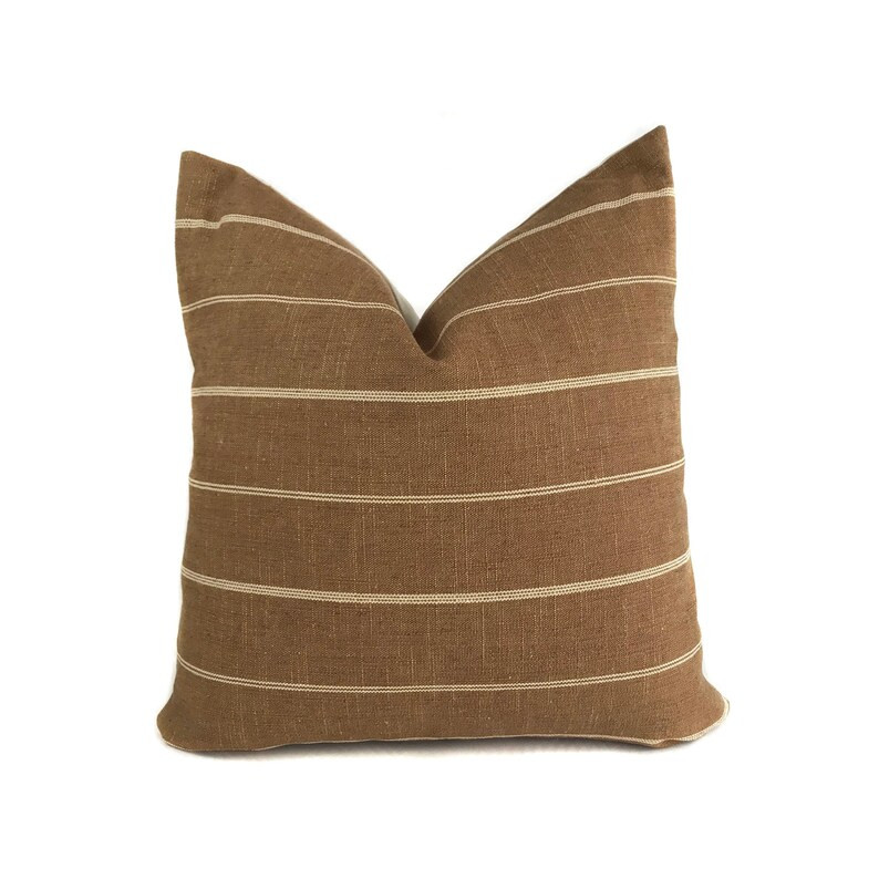 Rust Farmhouse Stripe Pillow Cover | Designer Pillow | Modern Farmhouse | Rust Pillow | Throw Pil... | Etsy (US)