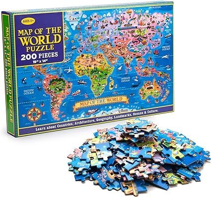 MOTYAWN 200 Pieces World Map Puzzle for Kids & Adults, World Map Jigsaw Puzzle Floor Puzzles Todd... | Amazon (US)
