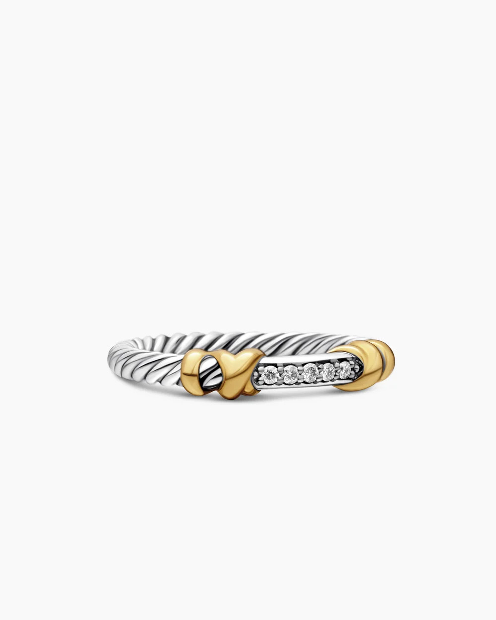David Yurman | Petite Helena Wrap Band Ring in Sterling Silver with 18K Yellow Gold and Diamonds,... | David Yurman