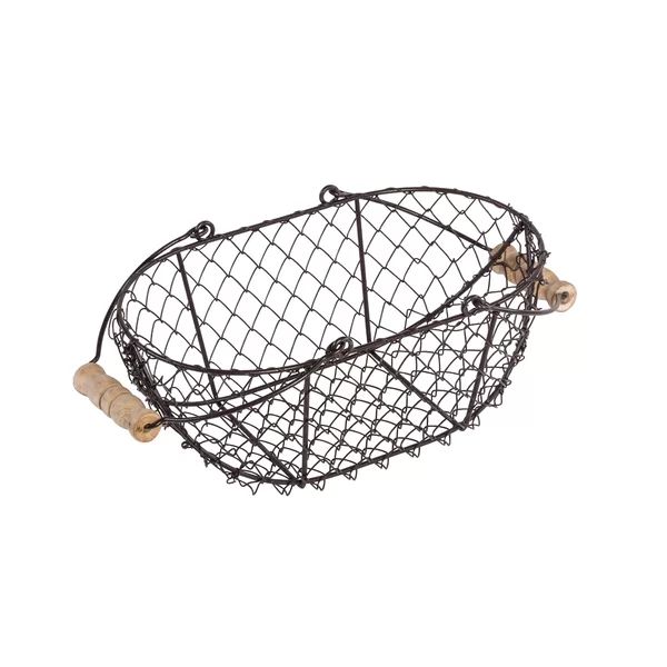 Oval Wire Basket with Wooden Handles | Wayfair North America