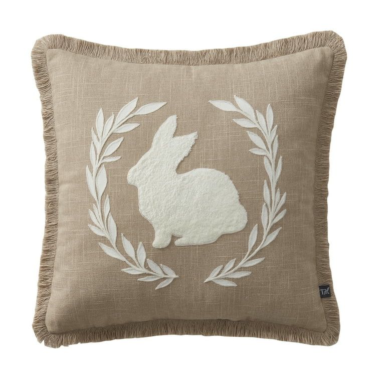 My Texas House 18" x 18" Tan Bunny Reversible Cotton Decorative Pillow - Walmart.com | Walmart (US)