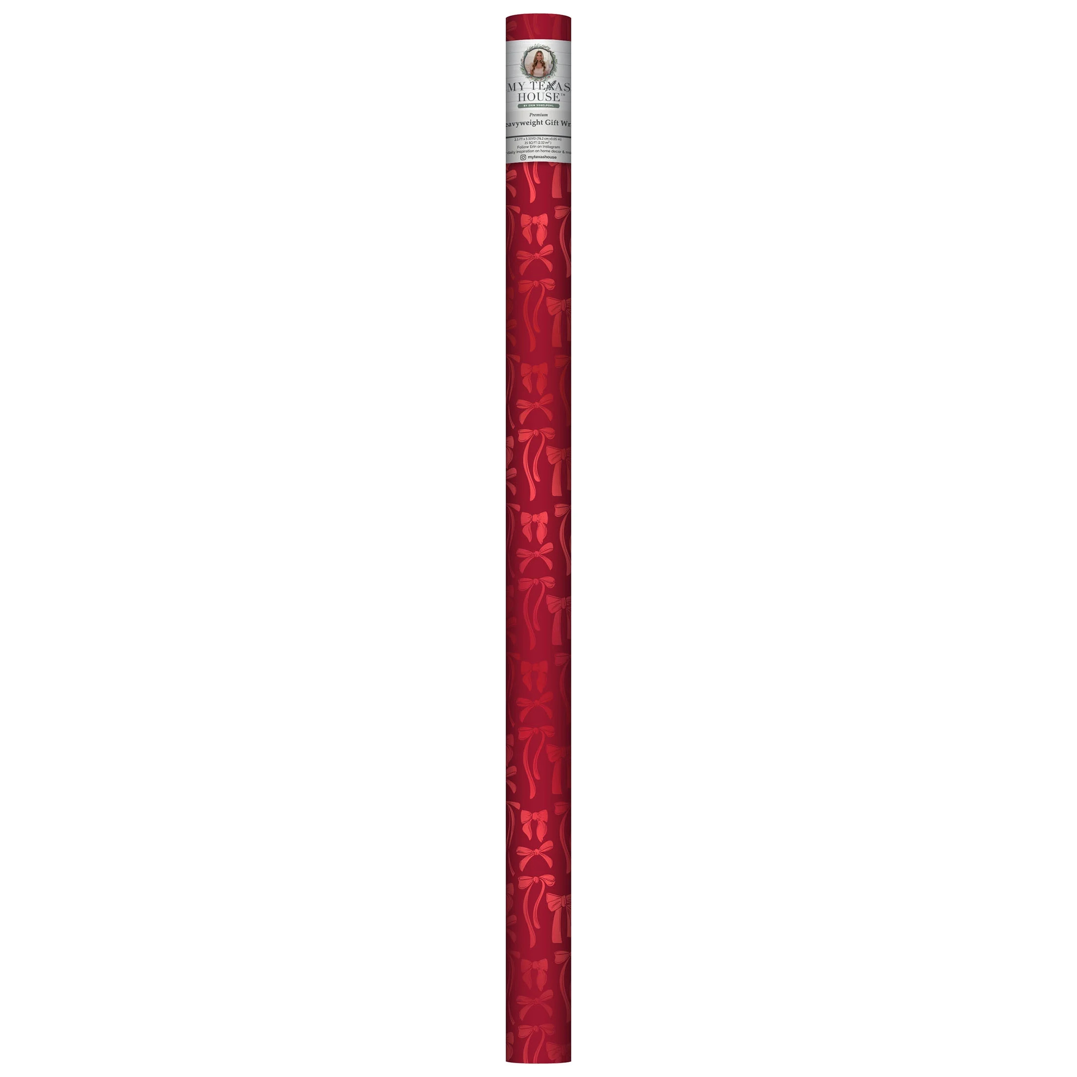 Red Bows Premium Heavyweight Christmas Wrapping Paper, 25 sq ft, by My Texas House | Walmart (US)