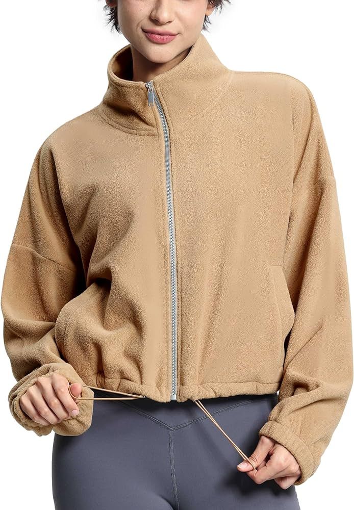 THE GYM PEOPLE Women's Fleece Short Jacket Full Zip Stand Collar Warm Winter Sherpa Crop Coats wi... | Amazon (US)