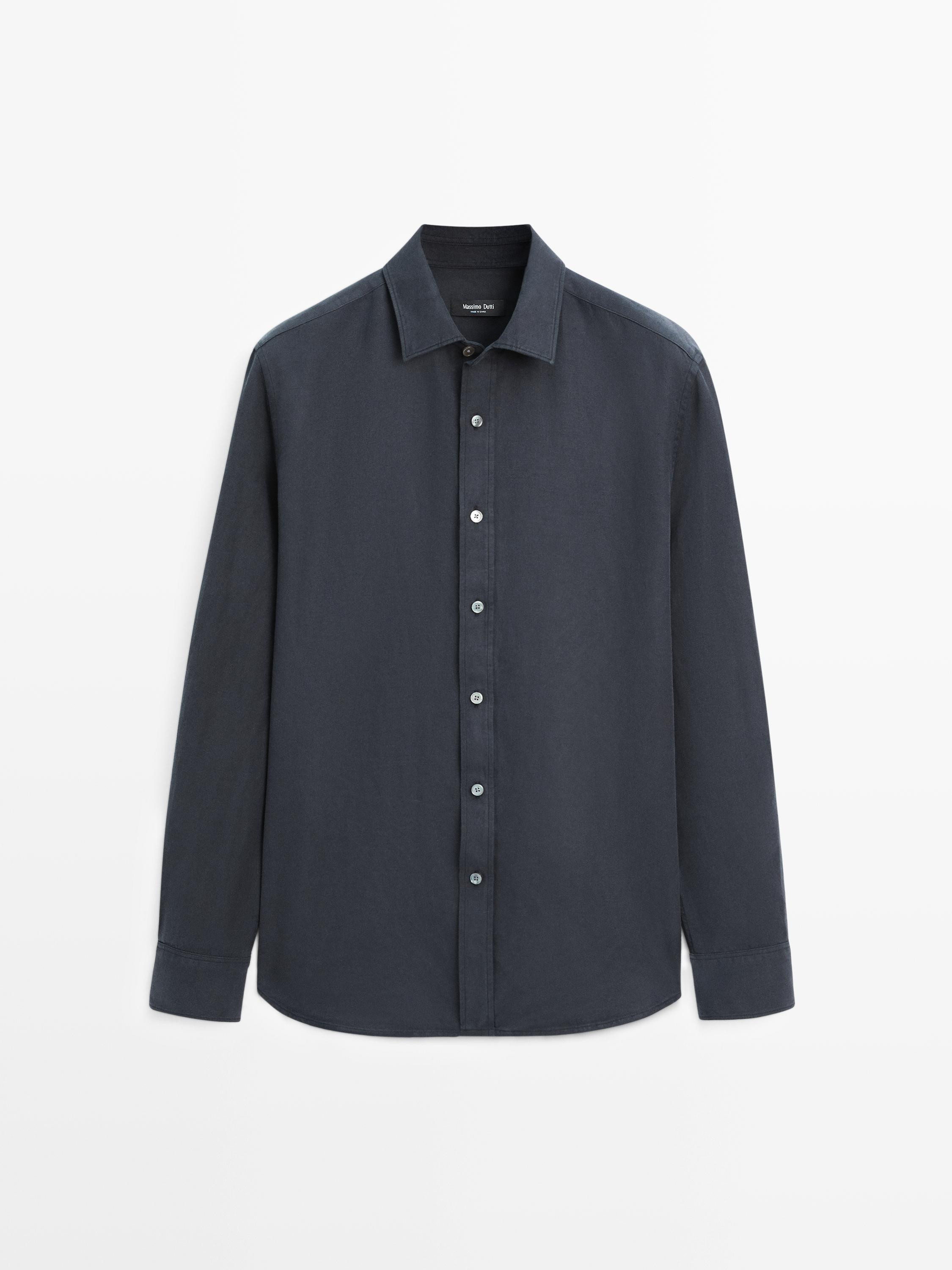 Regular fit linen blend shirt | Massimo Dutti US