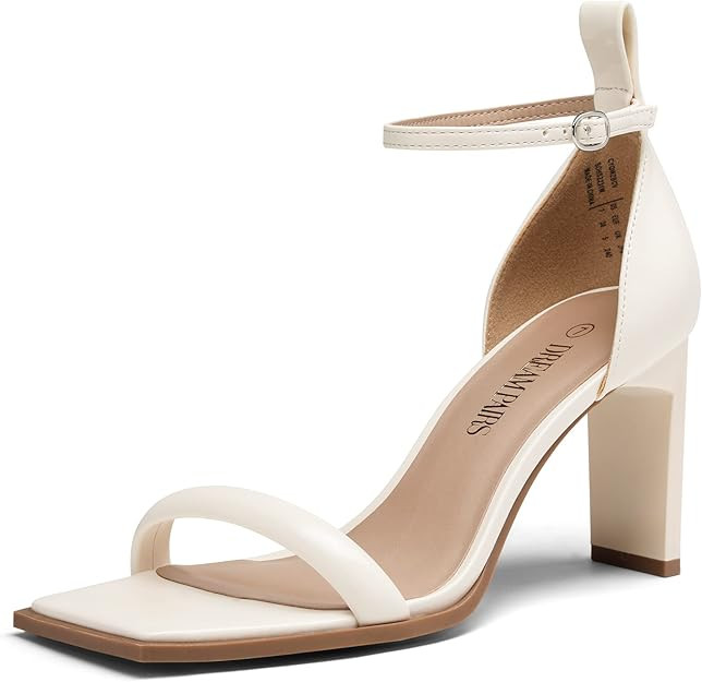 DREAM PAIRS High Heels Chunky Block Square Toe Heels for Women Sexy Dressy Open Toe Chain Heel Sa... | Amazon (US)