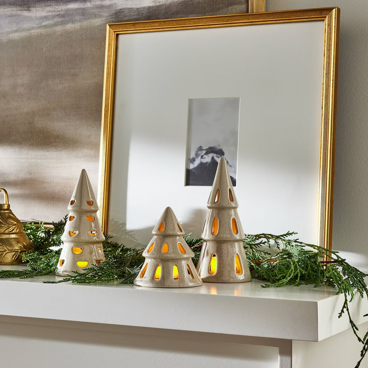 3pc Ceramic Tree LED Tea Light Holder Set - Threshold™ designed with Studio McGee | Target