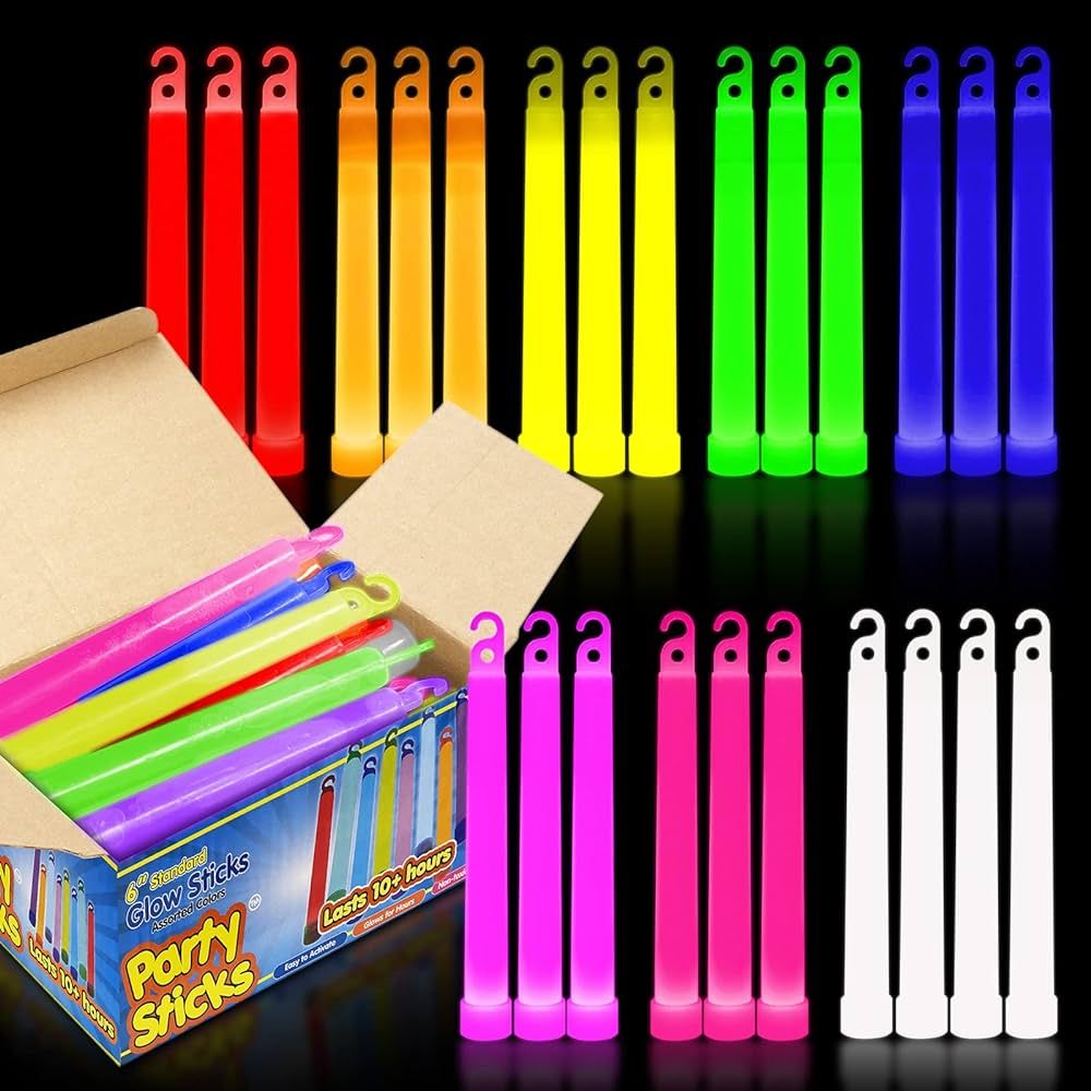 PartySticks Glow Sticks Party Supplies for Kids and Adults (25pk Assorted) - 6 Inch Bulk Glow Lig... | Amazon (US)