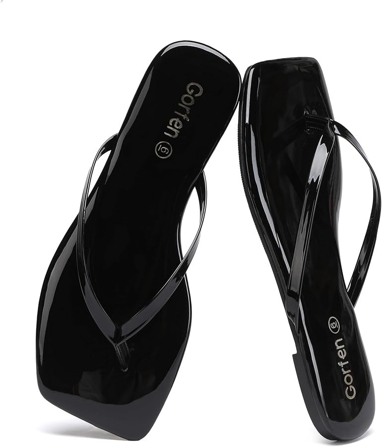 Flip Flops for Women Comfortable Square Toe Casual Beach Sandals Summer Outdoor and Everyday Wear | Amazon (US)