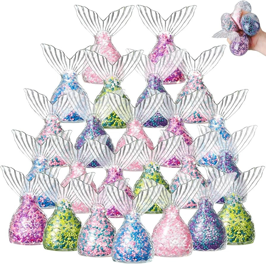 24 Pcs Mermaid Party Favors Stress Relief Balls Bulk Squeeze Ball Set for Mermaid Birthday Party ... | Amazon (US)