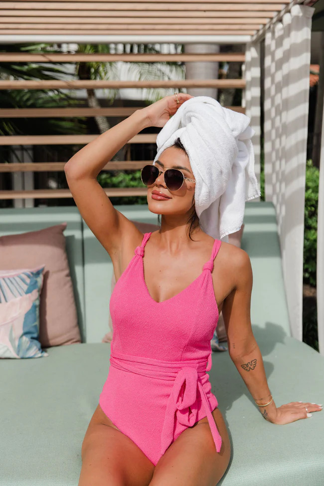 Changing Tides Hot Pink Belted One Piece Swimsuit | Pink Lily