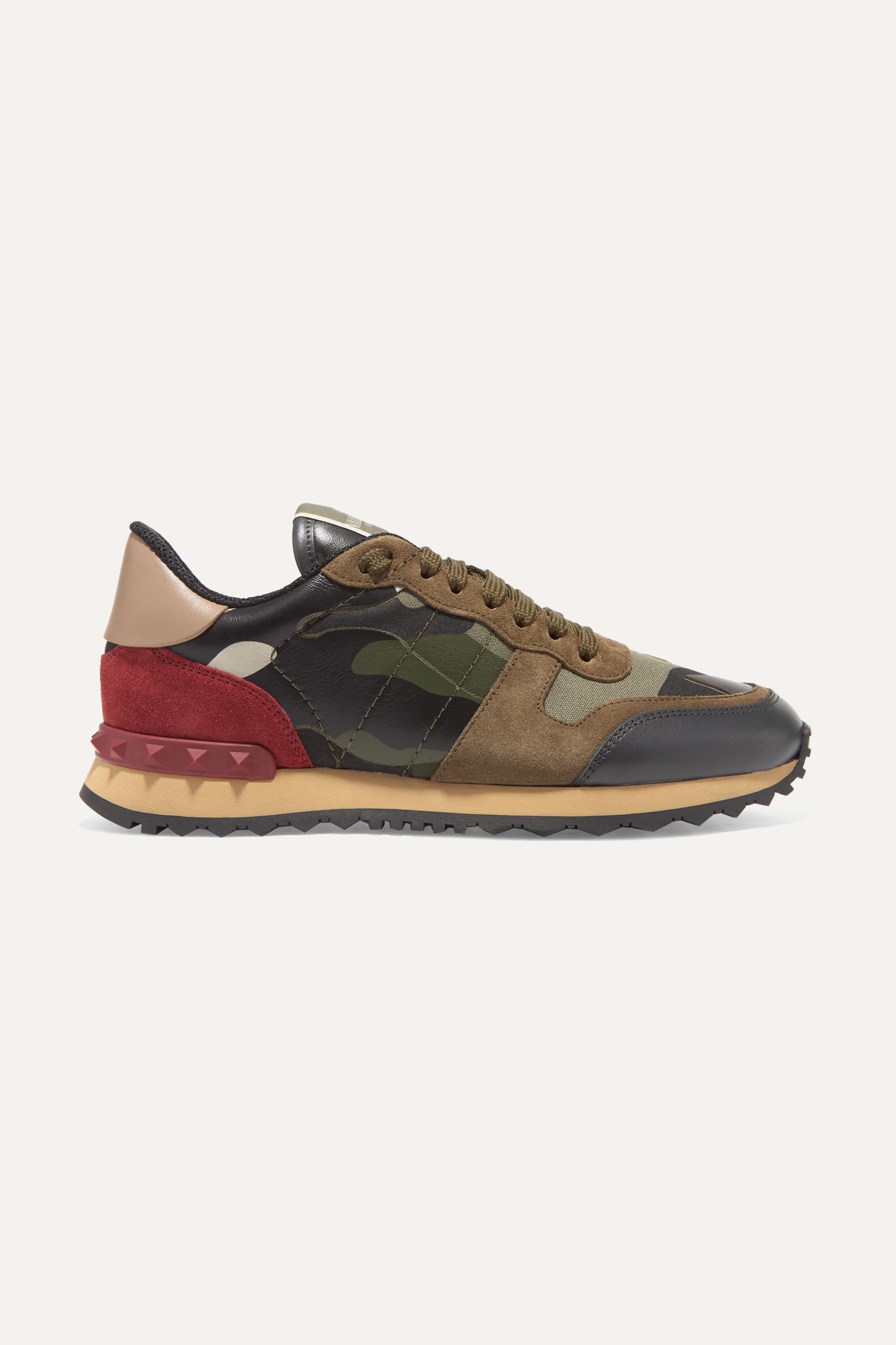 Valentino Garavani Rockrunner leather and suede-trimmed camouflage-print canvas sneakers | NET-A-PORTER (US)