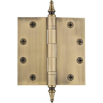 Nostalgic Warehouse 746104 4.5" Steeple Tip Heavy Duty Square Corners Door Hinge, Antique Brass | Amazon (US)