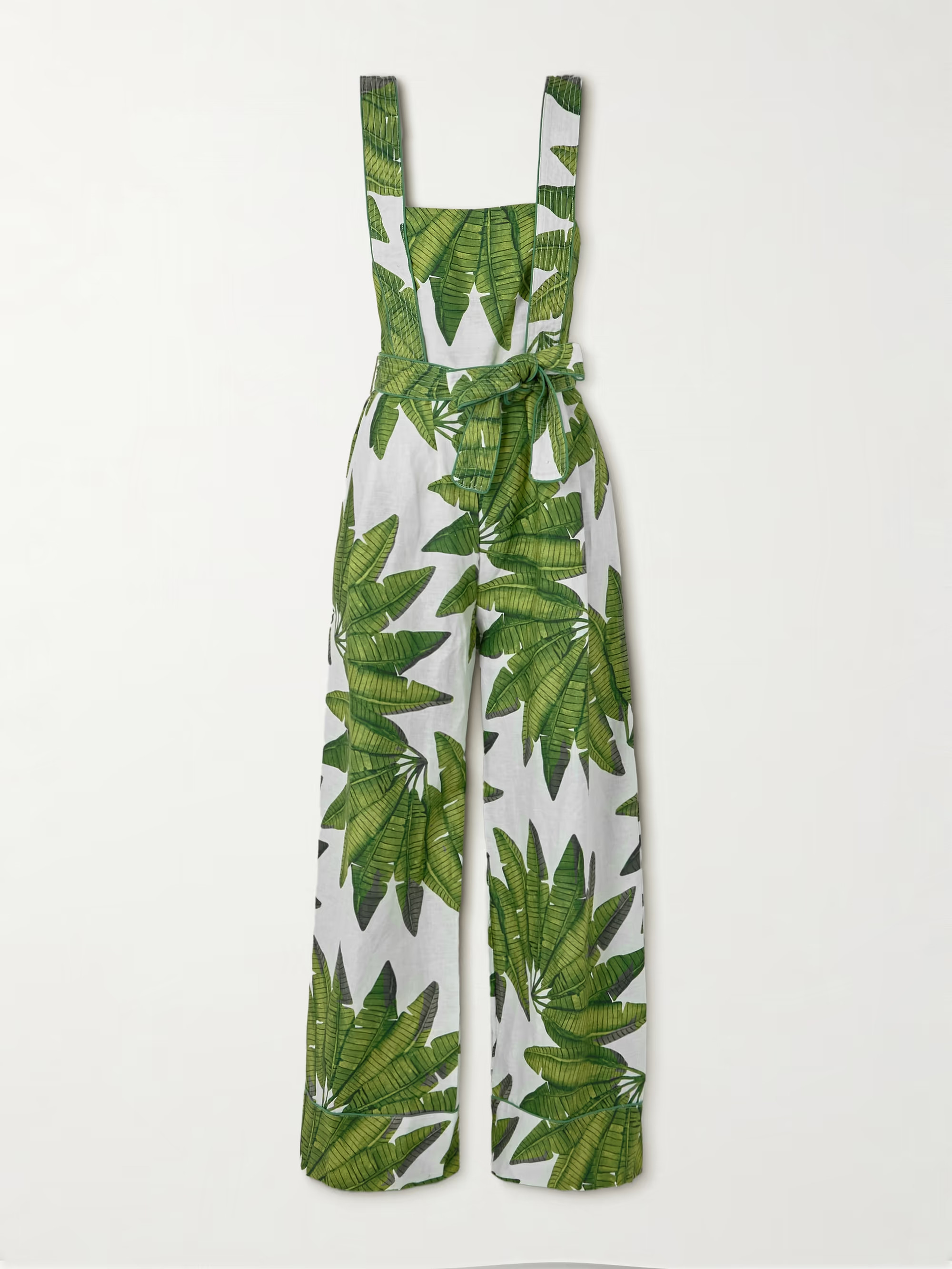 FARM RIO Belted printed linen jumpsuit | NET-A-PORTER | NET-A-PORTER (US)