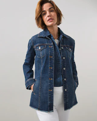 Indigo Frayed Hem Denim Jacket | Chico's