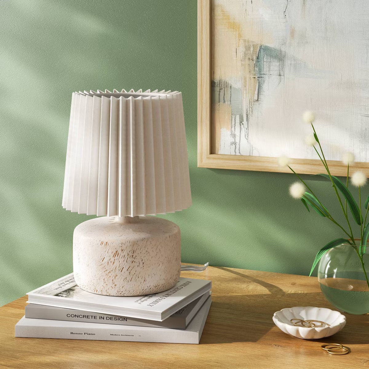 Mini Faux Wood Table Lamp with Pleated Shade - Room Essentials™ | Target