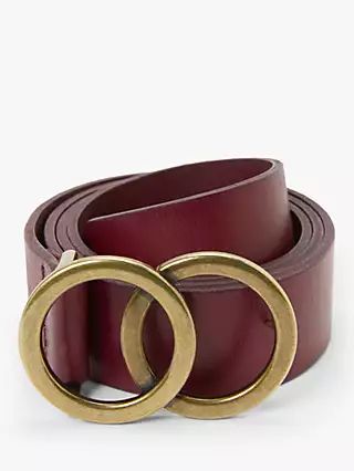 John Lewis & Partners Olivia Double O Ring Buckle Leather Belt, Claret | John Lewis UK