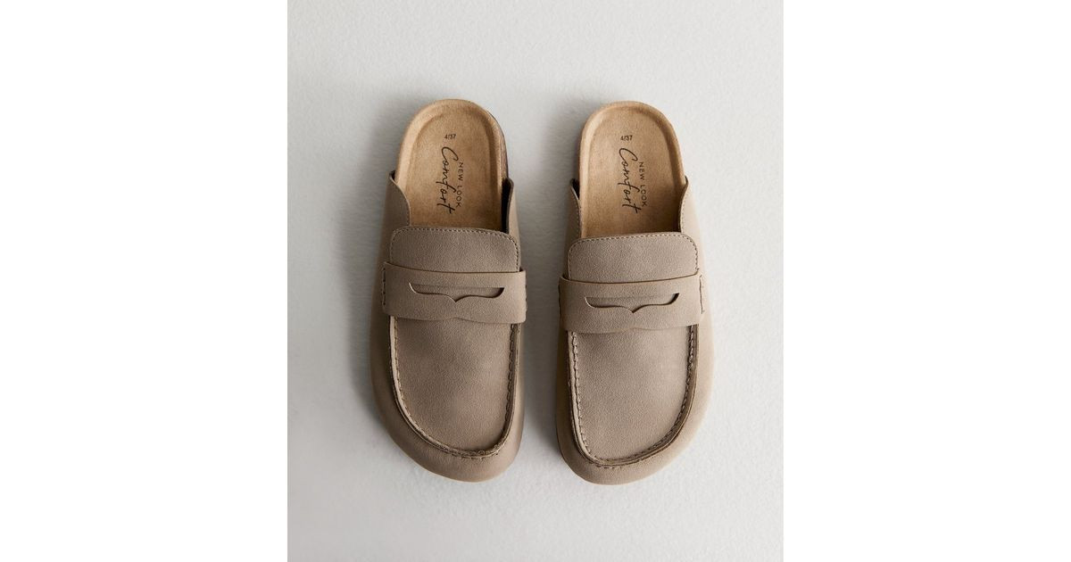 Camel Faux Suede Flat Loafer Mules | New Look | New Look (UK)